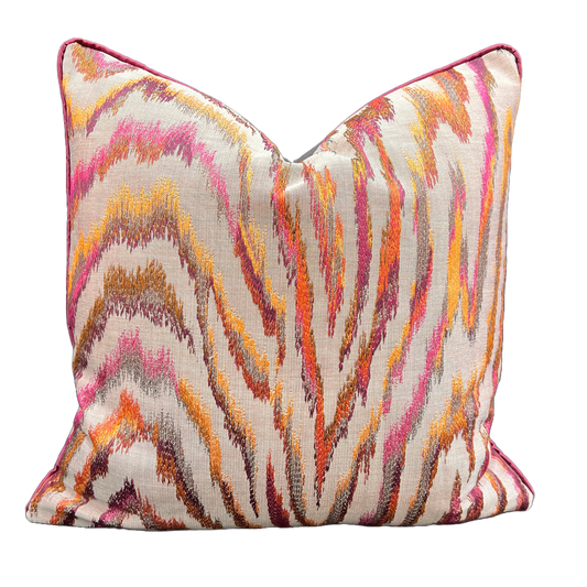 Zinc Valenza Luxury Designer Contemporary Orange Pink Mustard Cushion Throw Pillow Cover