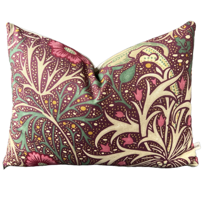 William Morris Seaweed Fabric Designer Cushion Pillow Cover Aubergine Red