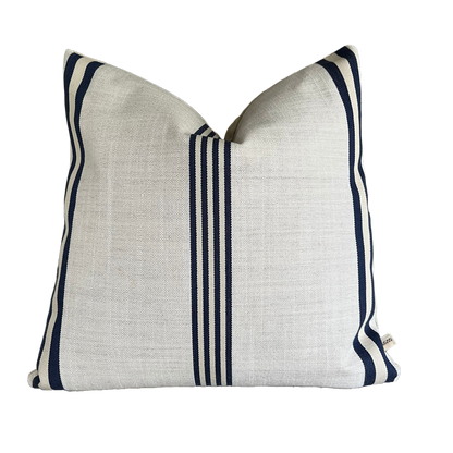 Dedar Linear Luxury Designer Blue Nautical Stripe Linen Fabric Cushion Pillow Cover