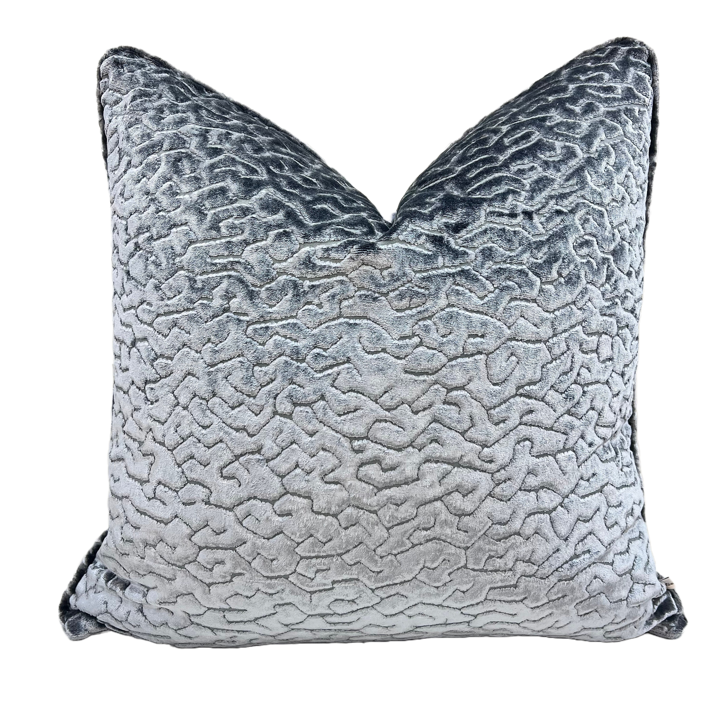 Zinc Luxury Designer Labyrinth Grey Cut Velvet Cushion Pillow Throw Cover