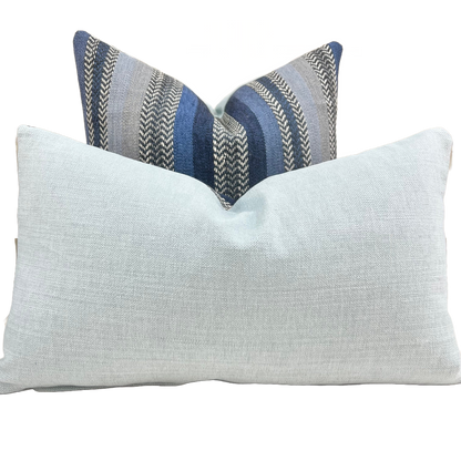 William Yeoward Striped Blue Grey Weave Fabric Cushion Pillow Cover