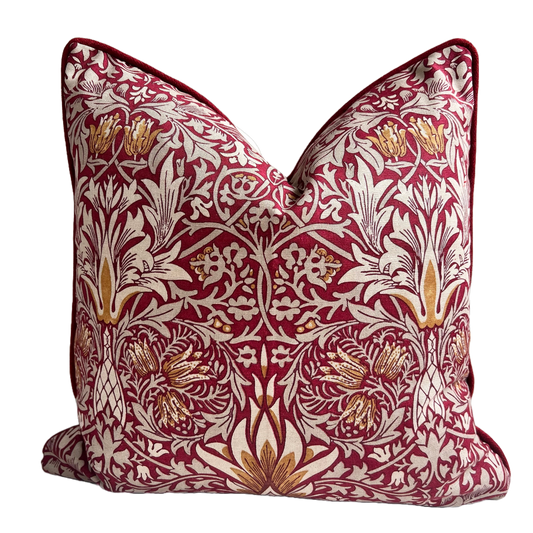 William Morris Snakeshead Red Claret Fabric Vintage Designer Cushion Pillow Cover