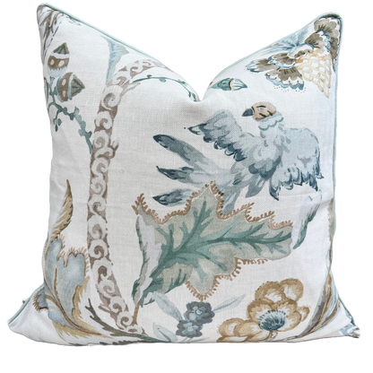 Colefax and Fowler Belvedere Old Blue Painterley Tree of Life Designer Cushion Cover
