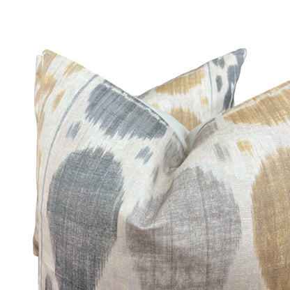 Luxury Designer Sheila Coombes Ancesteral Robe Ikat Black Grey Cushion Pillow Throw Cover