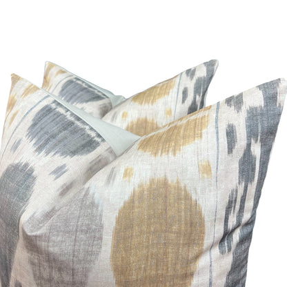 Luxury Designer Sheila Coombes Ancesteral Robe Ikat Black Grey Cushion Pillow Throw Cover