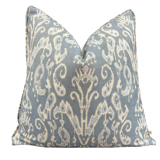 Hodsoll Mckenzie Luxury Designer Whitmore Blue neutral Ikat Cushion Sofa Pillow Cover
