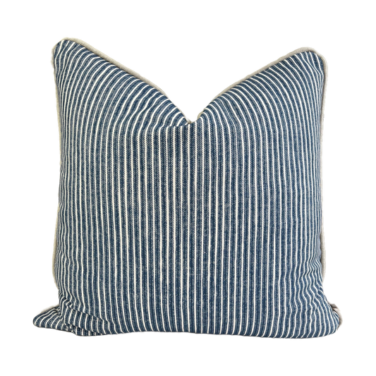 Cushions Made In Fermoie Luxury Designer Poulton Stripe Rich Blue Cushion Pillow Throw Cover