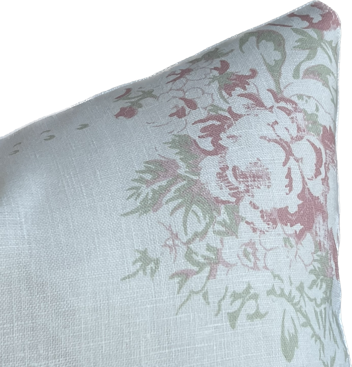 Cabbages and Roses Bees Pink Green Shabby Chic Linen Cushion Cover