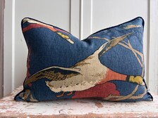 Mulberry Flying Ducks Navy Red Luxury Cushion Pillow Cover Lumbar Rectangular