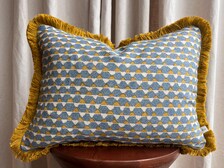 Cushions Made In Fermoie Blue Tara 009 Blue Yellow Fabric Linen Cushion Pillow Throw Cover