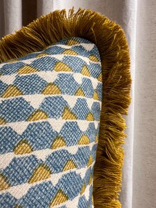 Cushions Made In Fermoie Blue Tara 009 Blue Yellow Fabric Linen Cushion Pillow Throw Cover