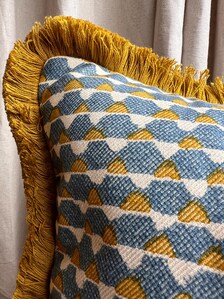 Cushions Made In Fermoie Blue Tara 009 Blue Yellow Fabric Linen Cushion Pillow Throw Cover
