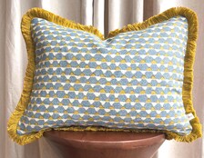Cushions Made In Fermoie Blue Tara 009 Blue Yellow Fabric Linen Cushion Pillow Throw Cover