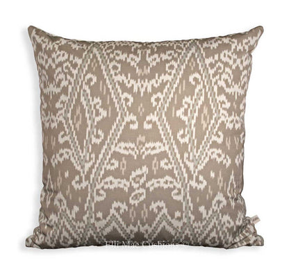 Schumacher Maya Ikat Luxury Designer Grey Cotton Fabric Cushion Pillow Cover