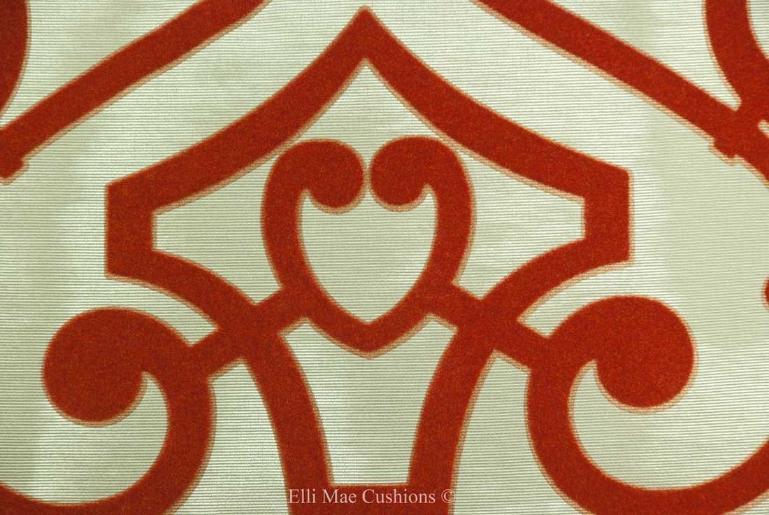 Designer Dedar Pavillion Moire Luxury Orange Flock Cushion Pillow Cover