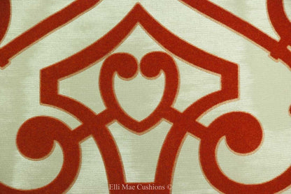 Designer Dedar Pavillion Moire Luxury Orange Flock Cushion Pillow Cover