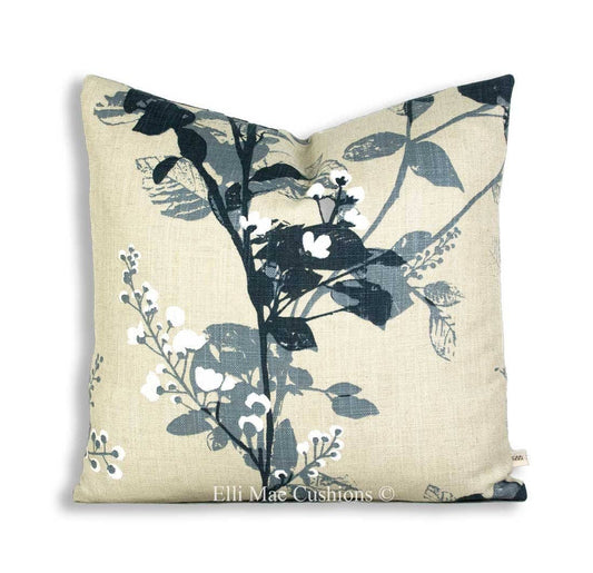 Villa Nova Elvenden Designer Fabric Blue Cushion Throw Pillow Cover