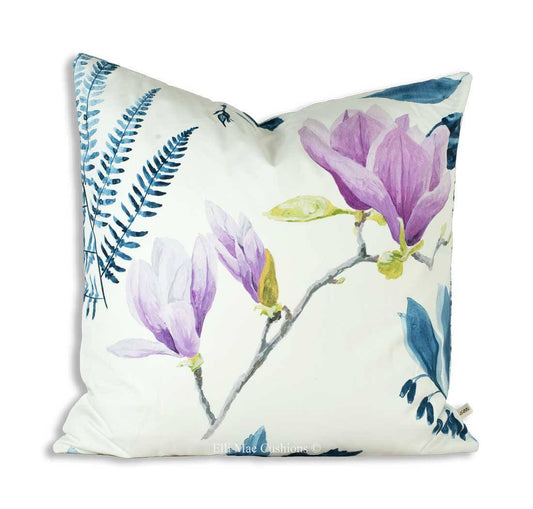 Designers Guild Mokuren Luxury Designer Fabric Blue Pink Cushion Cover