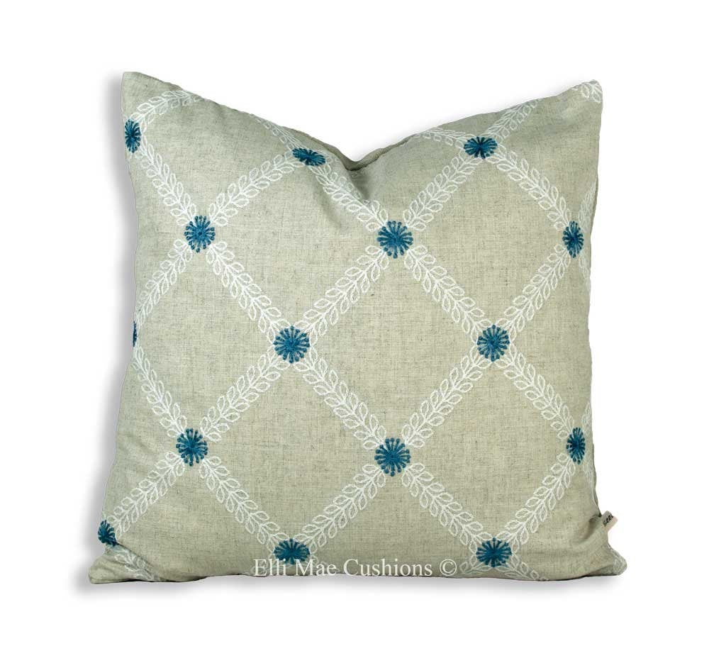 Clarke and Clarke Cressida Luxury Designer Fabric Blue Cushion Pillow Cover