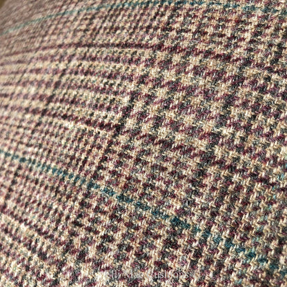 Luxury Designer Checked Mauve Burgundy Wool Cushion Sofa Throw Pillow