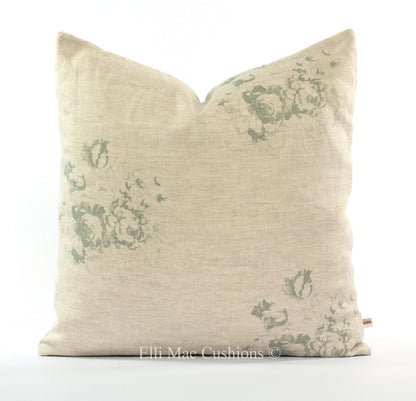 Cabbages and Roses Natural Hatley Shabby Chic Fabric French Blue Cushion Pillow Cover