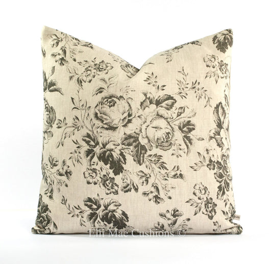 Cabbages and Roses Paris Rose Black Shabby Chic Cushion Pillow Cover