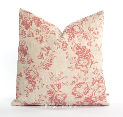 Cabbages and Roses Paris Rose Designer Raspberry Linen Cushion Pillow Cover