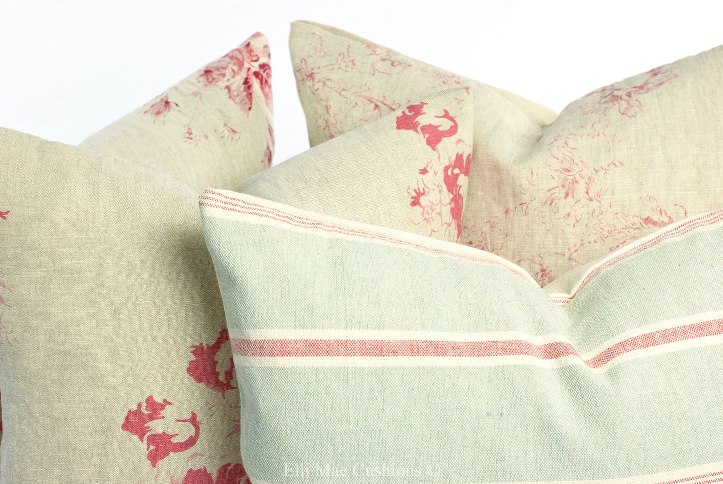 Cabbages and Roses Natural Meggernie Designer Raspberry Shabby Chic Cushion Cover