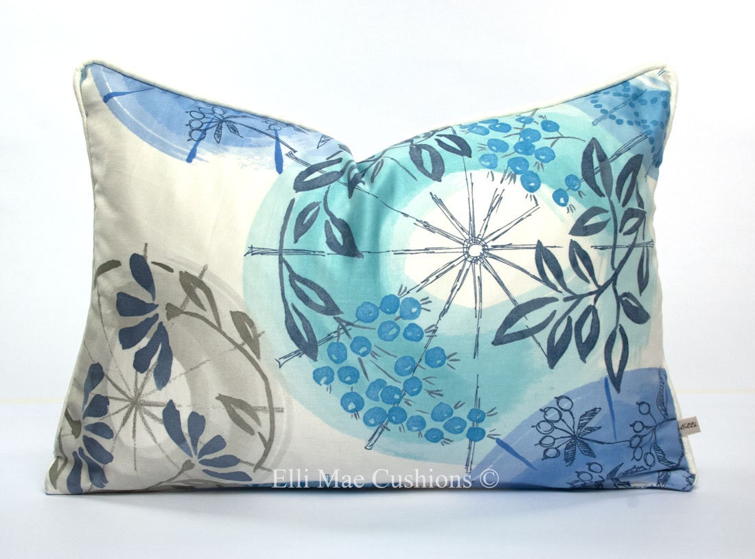 Villa Nova Kabuki Luxury Designer Blue Oriental Fabric Cushion Pillow Cover