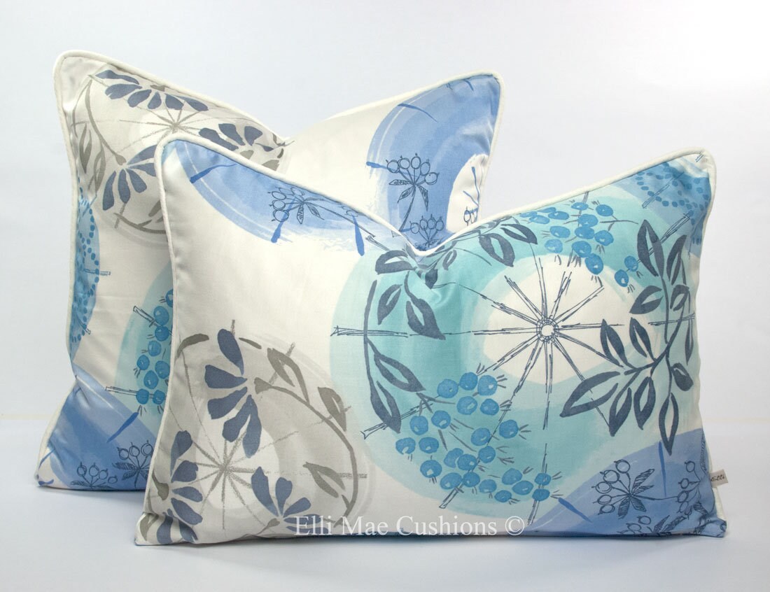 Villa Nova Kabuki Luxury Designer Blue Oriental Fabric Cushion Pillow Cover