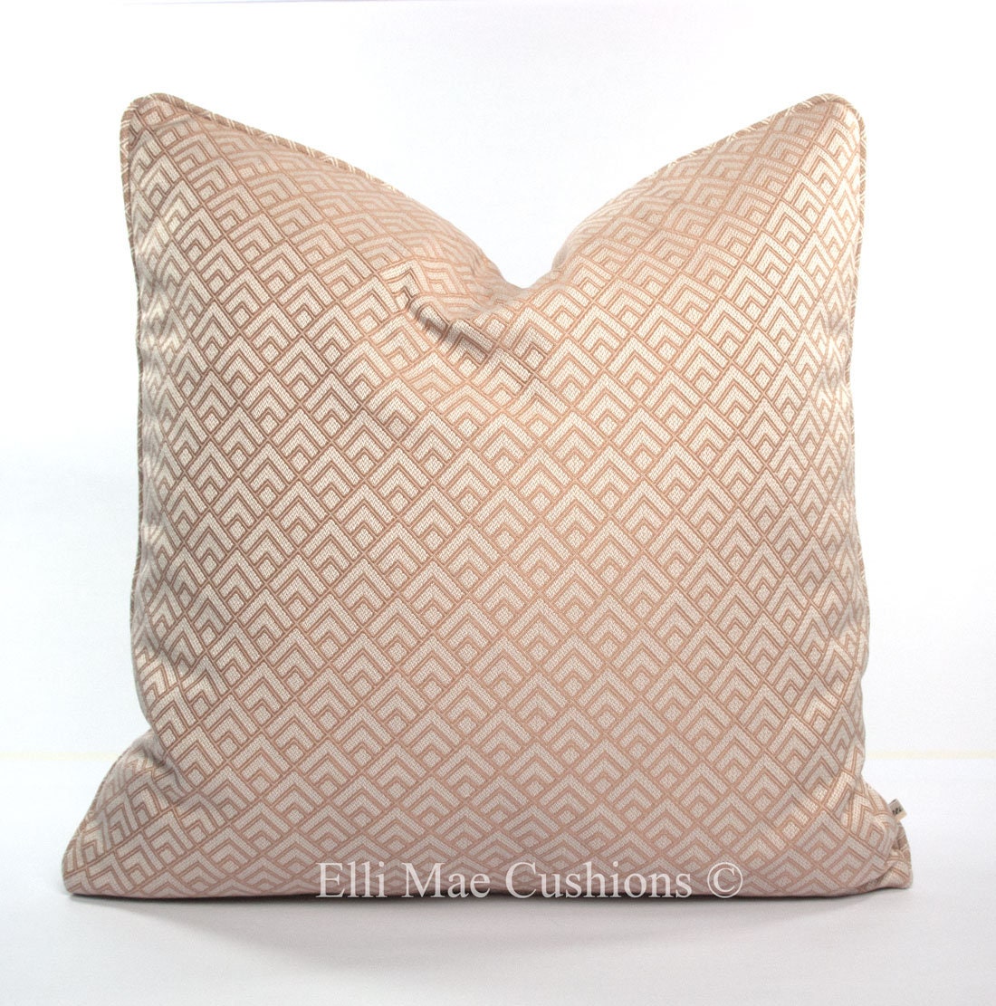 Luxury Designer Art Deco Pink Cream Geometric Fabric Cushion Pillow Throw Cover