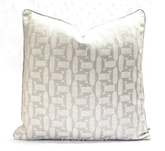 Luxury Designer Contemporary Geometric Grey Linen Cushion Pillow Cover