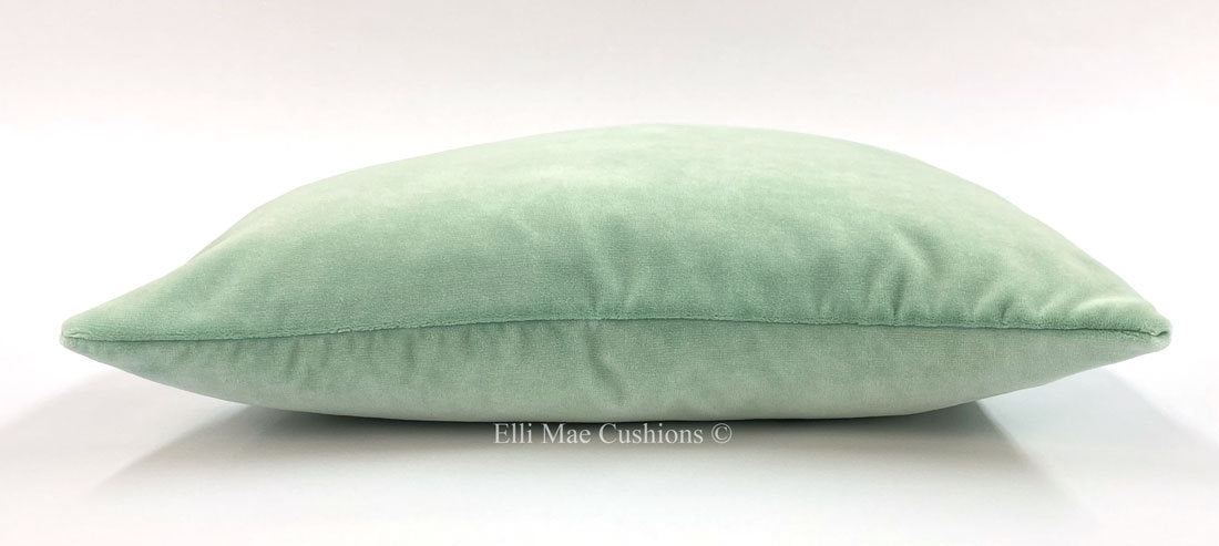 Luxury Designer Plain Peppermint Green Italian Velvet Cushion Pillow Cover