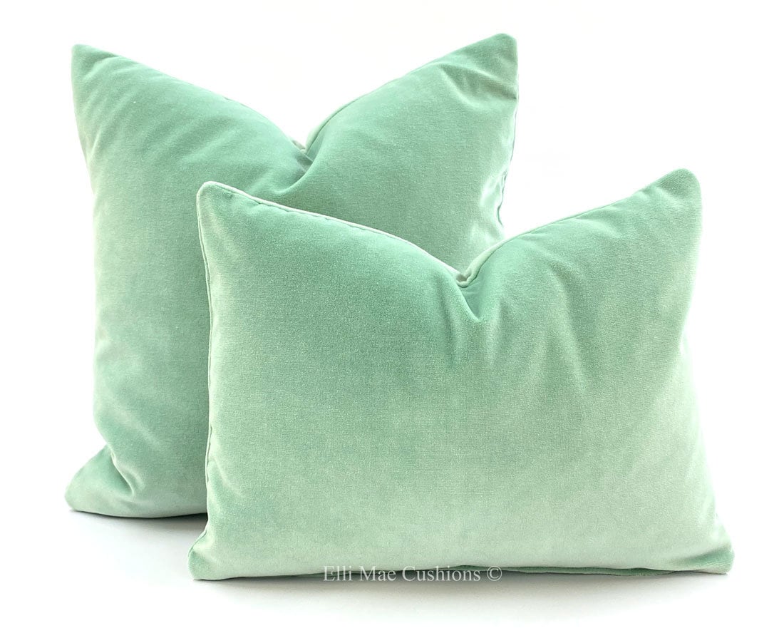Luxury Designer Plain Peppermint Green Italian Velvet Cushion Pillow Cover