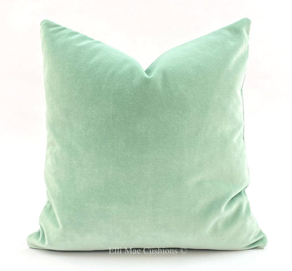 Luxury Designer Plain Peppermint Green Italian Velvet Cushion Pillow Cover