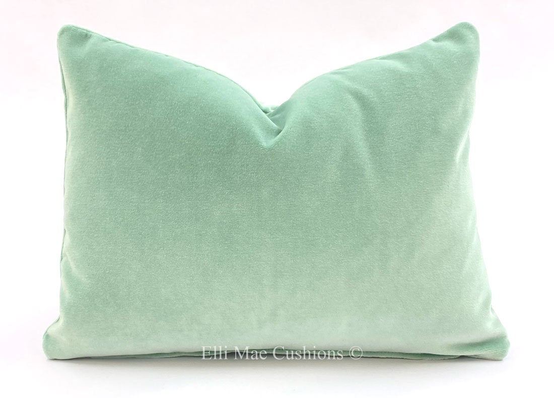 Luxury Designer Plain Peppermint Green Italian Velvet Cushion Pillow Cover