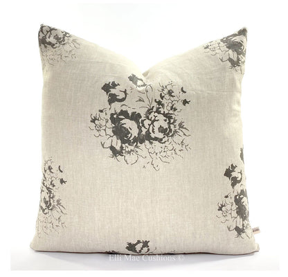 Cabbages and Roses Natural Hatley Designer Linen Black Cushion Pillow Cover