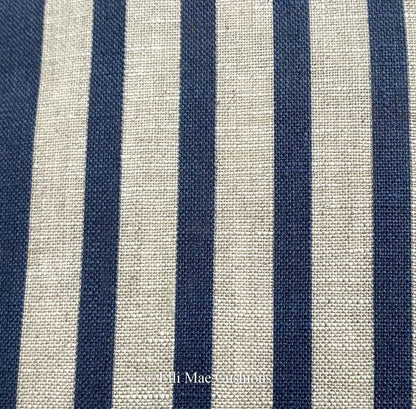 Cabbages and Roses Jolly Stripe Designer Linen Fabric Blue Cushion Pillow Cover