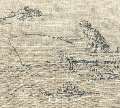 Cabbages and Roses Toile de Poulet Blue Designer Fabric Cushion Pillow Cover