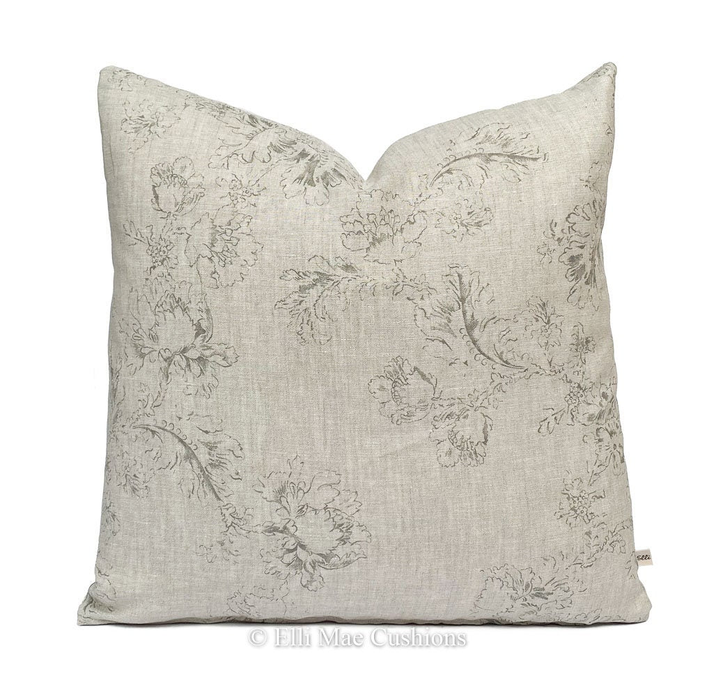 Cabbages and Roses Natural Meggernie Black Designer Linen Cushion Pillow Cover