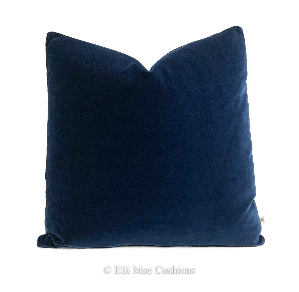 Luxury Designer Designers Guild Plain Blue Velvet Cushion Pillow Throw Cover