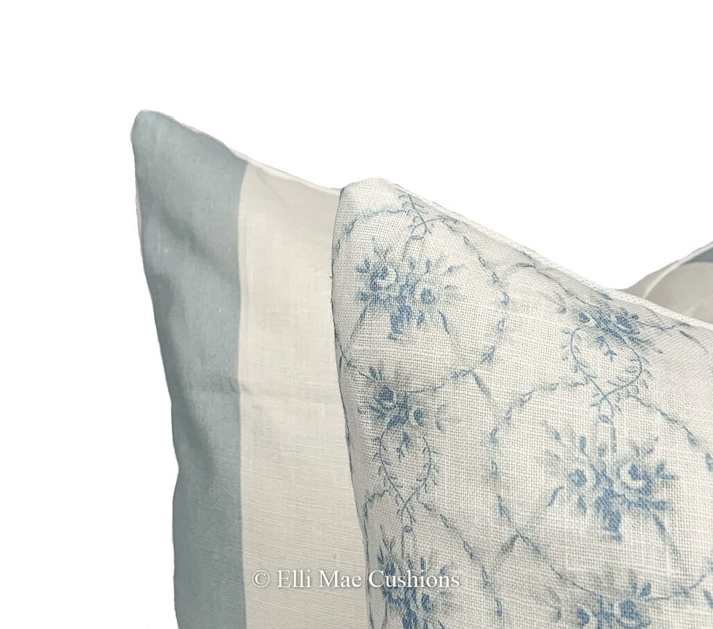 Cabbages and Roses Julia Blue Floral Cushion Pillow Cover