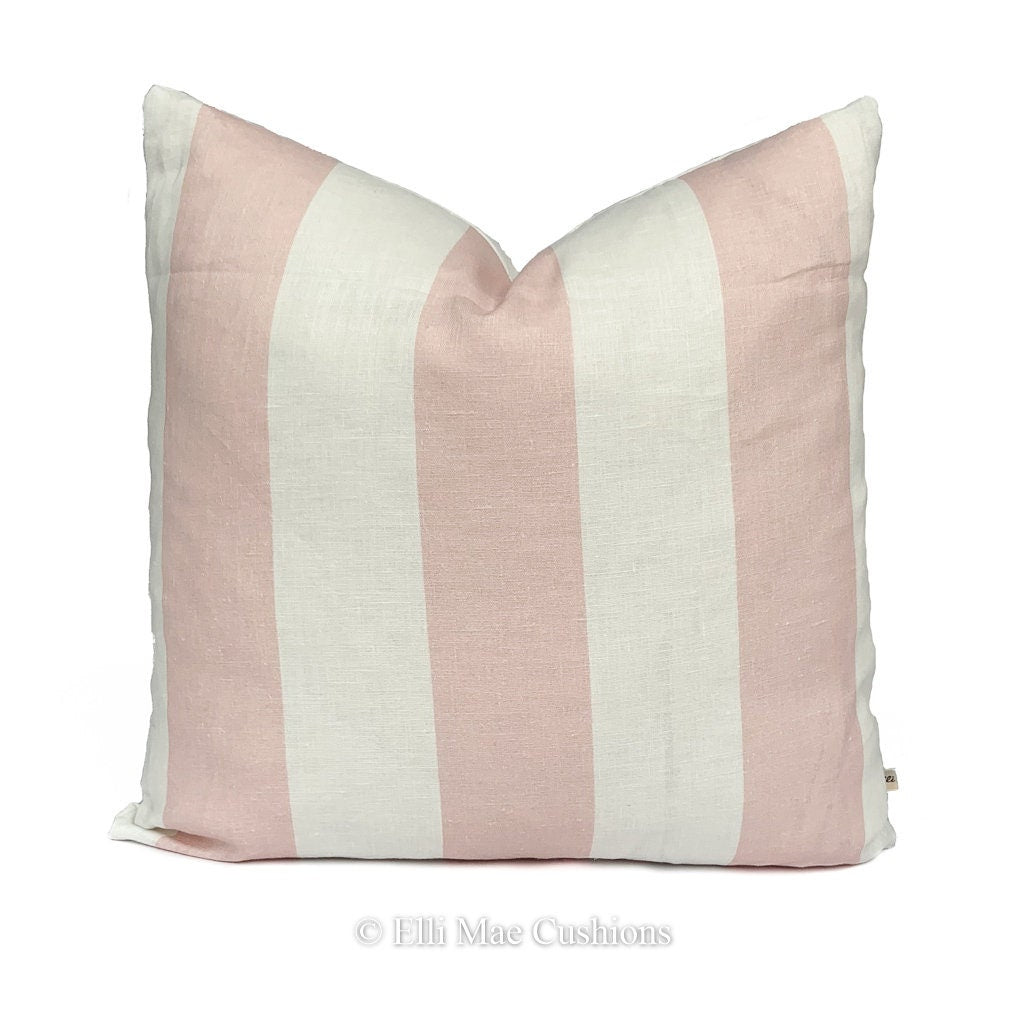 Cabbages and Roses Luxury Designer Fabric 3" Pink Rose Stripe Shabby Chic Cushion Pillow Cover