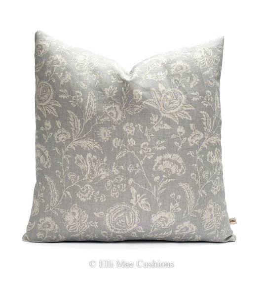 Cabbages and Roses French Toile Blue Fabric Linen Designer Sofa Throw Cushion Pillow Cover