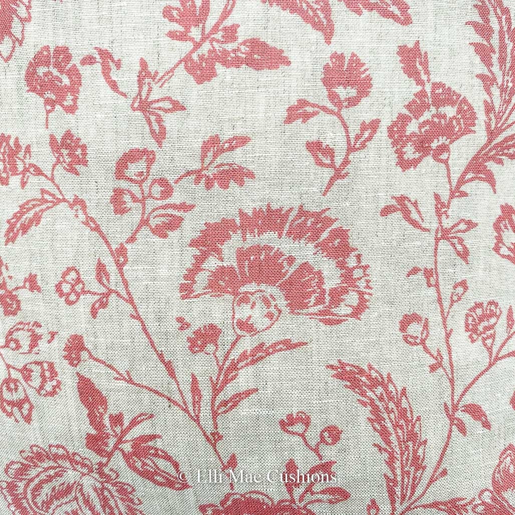 Cabbages and Roses Provence Toile Raspberry Designer Fabric Cushion Pillow Cover