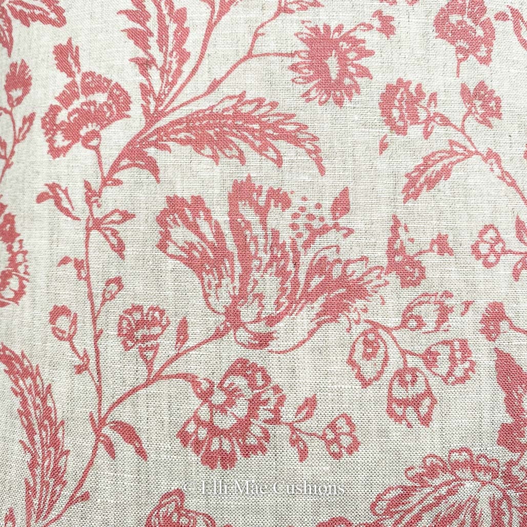 Cabbages and Roses Provence Toile Raspberry Designer Fabric Cushion Pillow Cover