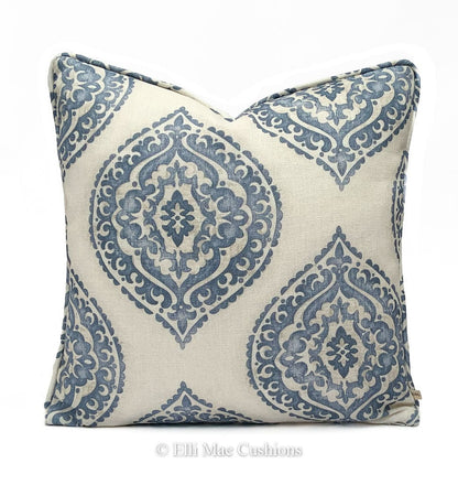 Jane Churchill Blakewater Designer Linen Blue Fabric Sofa Cushion Pillow Cover Throw