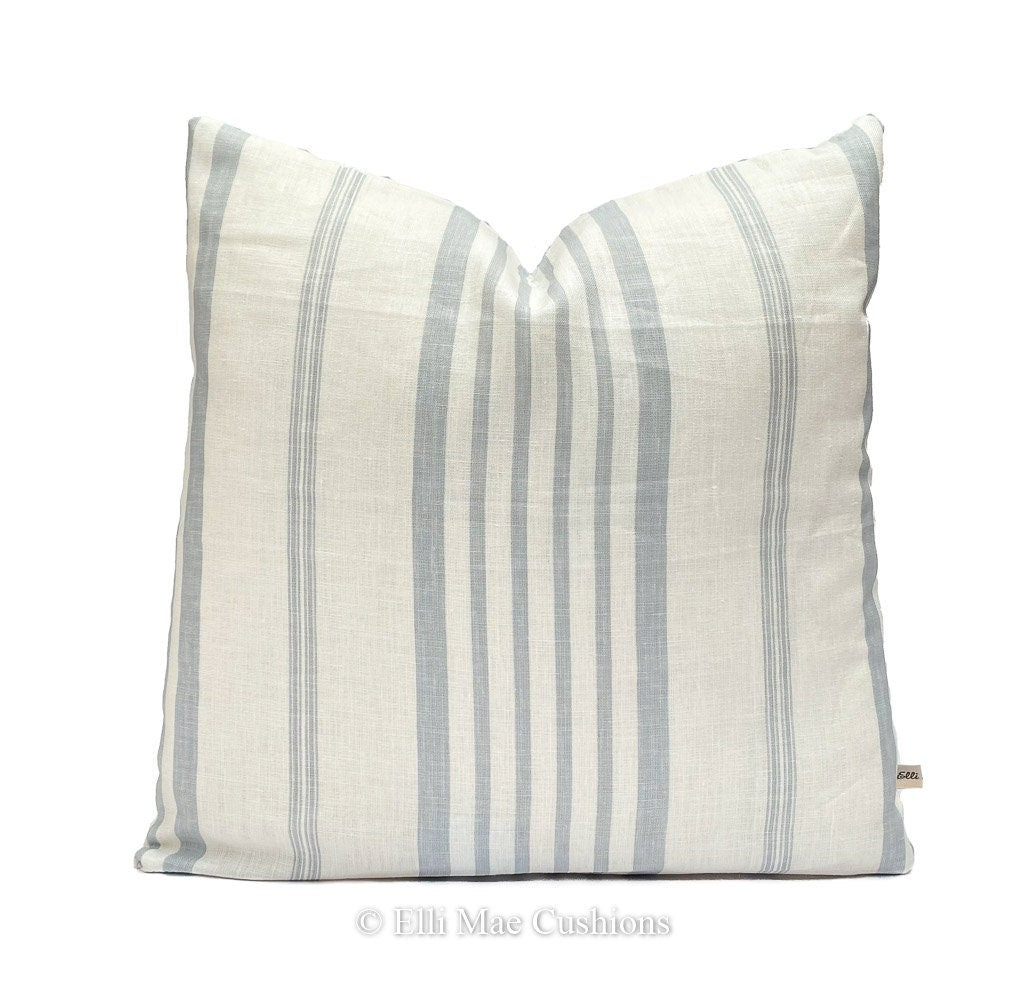 Cabbages and Roses Jolly Stripe Linen Fabric Dove Cushion Pillow Cover