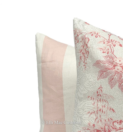 Cabbages and Roses Luxury Designer Fabric 3" Pink Rose Stripe Shabby Chic Cushion Pillow Cover