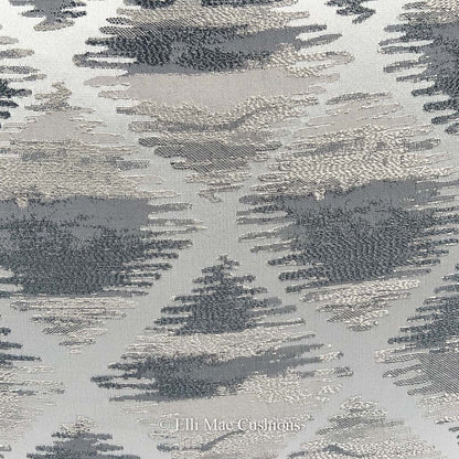 Luxury Designer Silver Grey Geometric Satin Embroidered Cushion Cover Pillow